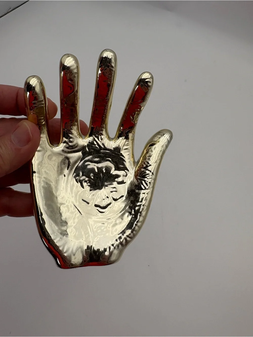 Decorative Ceramic Hand Trinket/Ring Dish - Shiny Gold